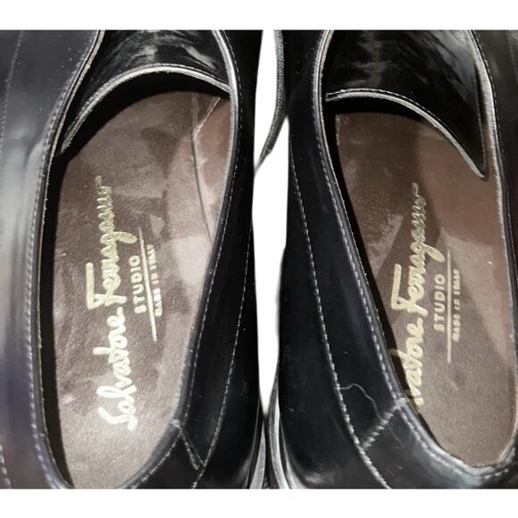 Salvatore Ferragamo Men Sz 13 D Black Leather Studio Lace Up Dress Shoes Italy main image 8